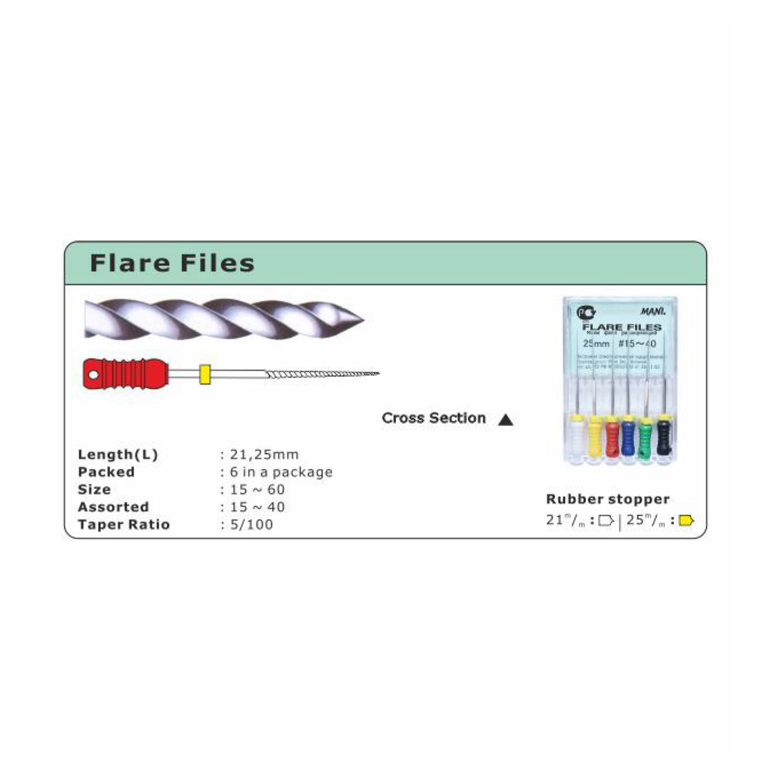 Mani Flare Files Pack of 6 Files 15-40 21mm