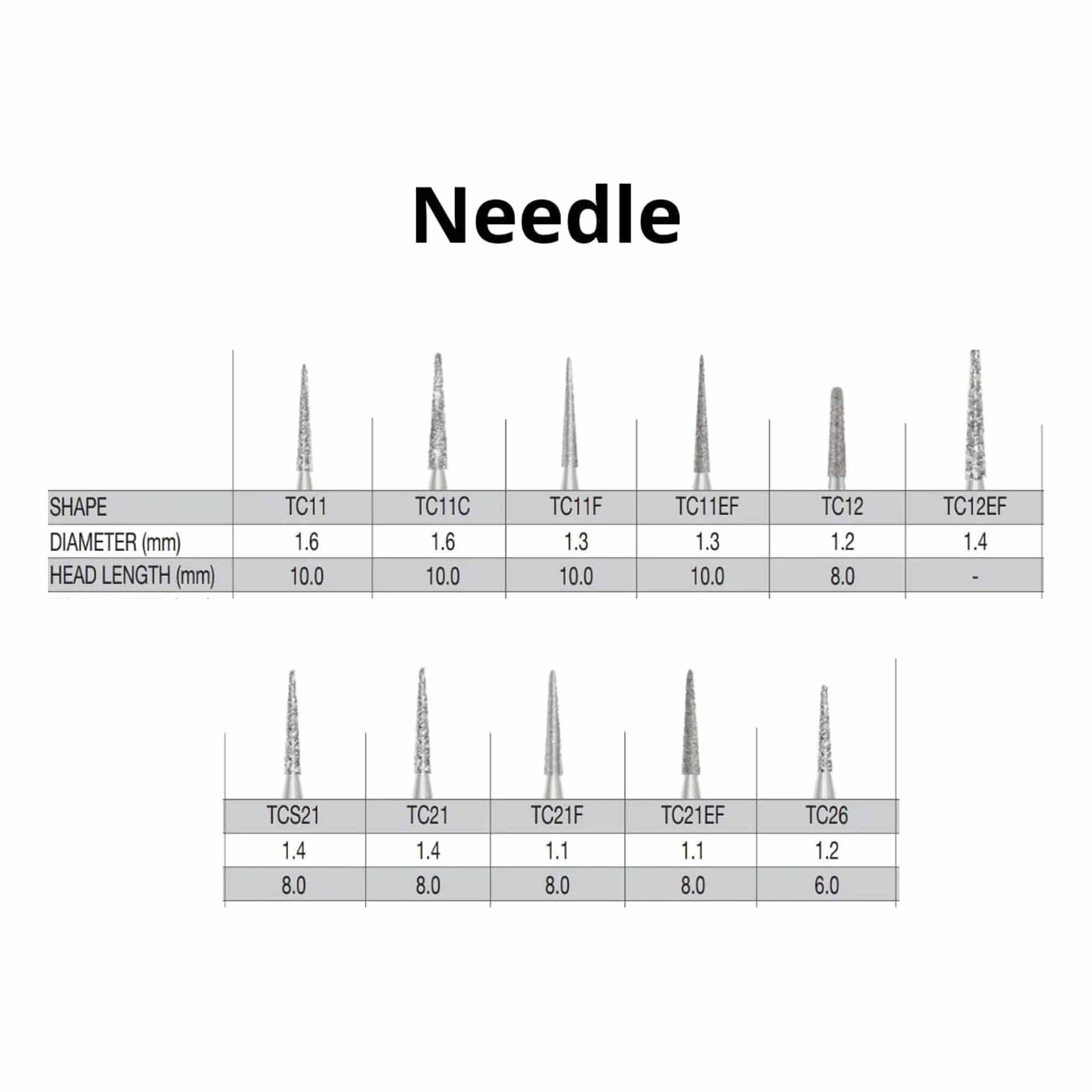 SS White G2 Diamond Burs - Needle Shaped FG TC 26 Medium