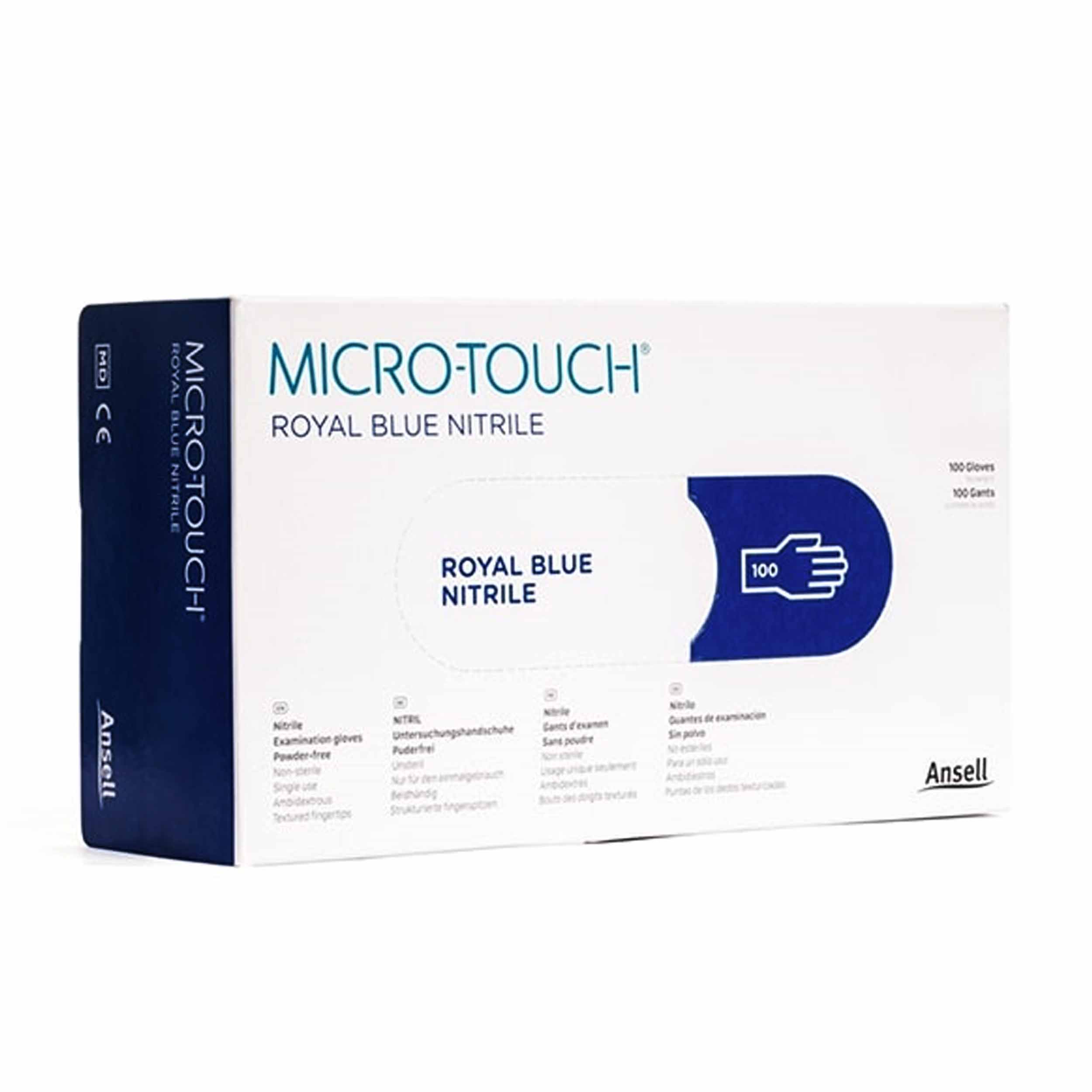 Ansell Micro Touch Nitrile Examination Gloves - Royal Blue Large