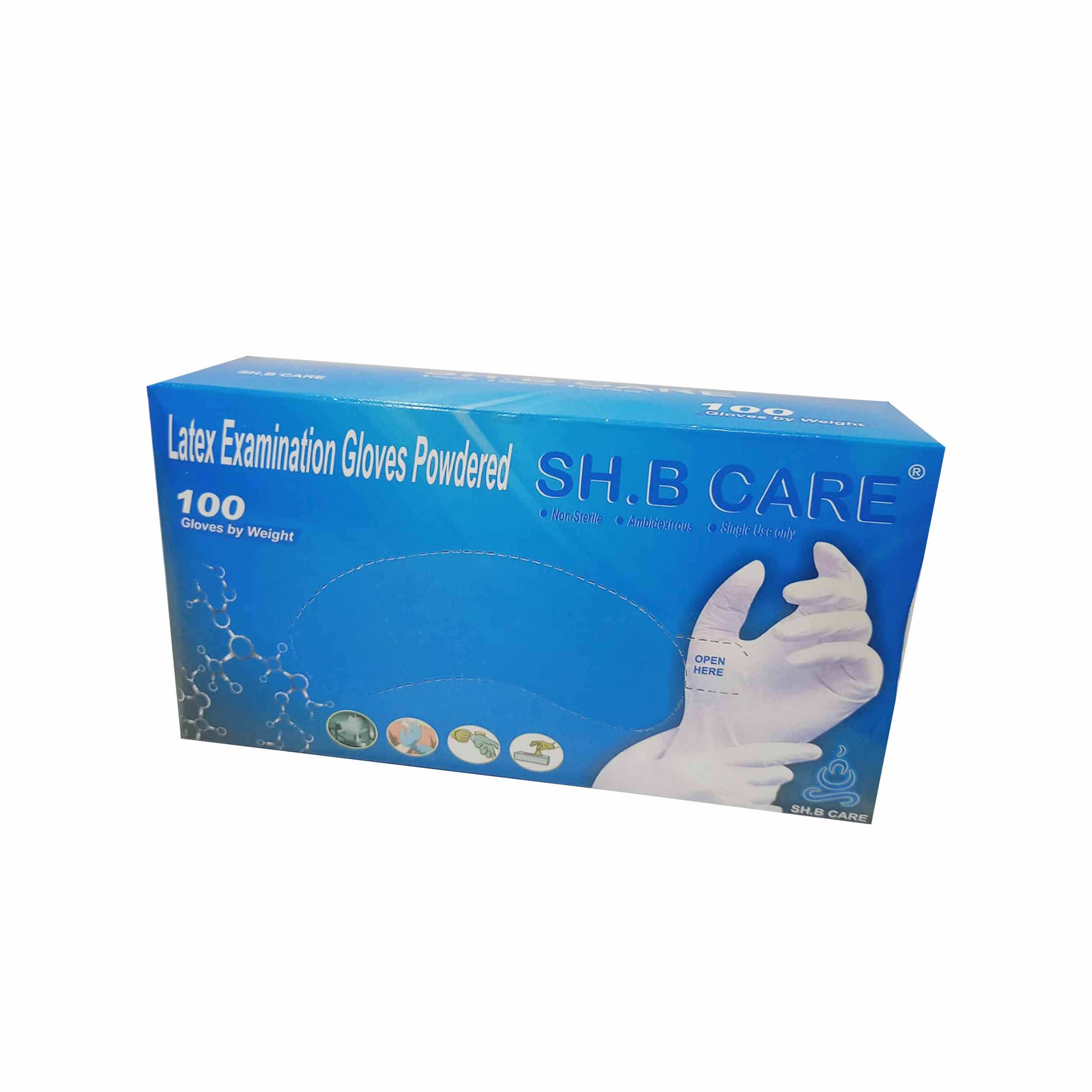 Sh.Bcare Latex Gloves Pack 100 PIECES Medium Size