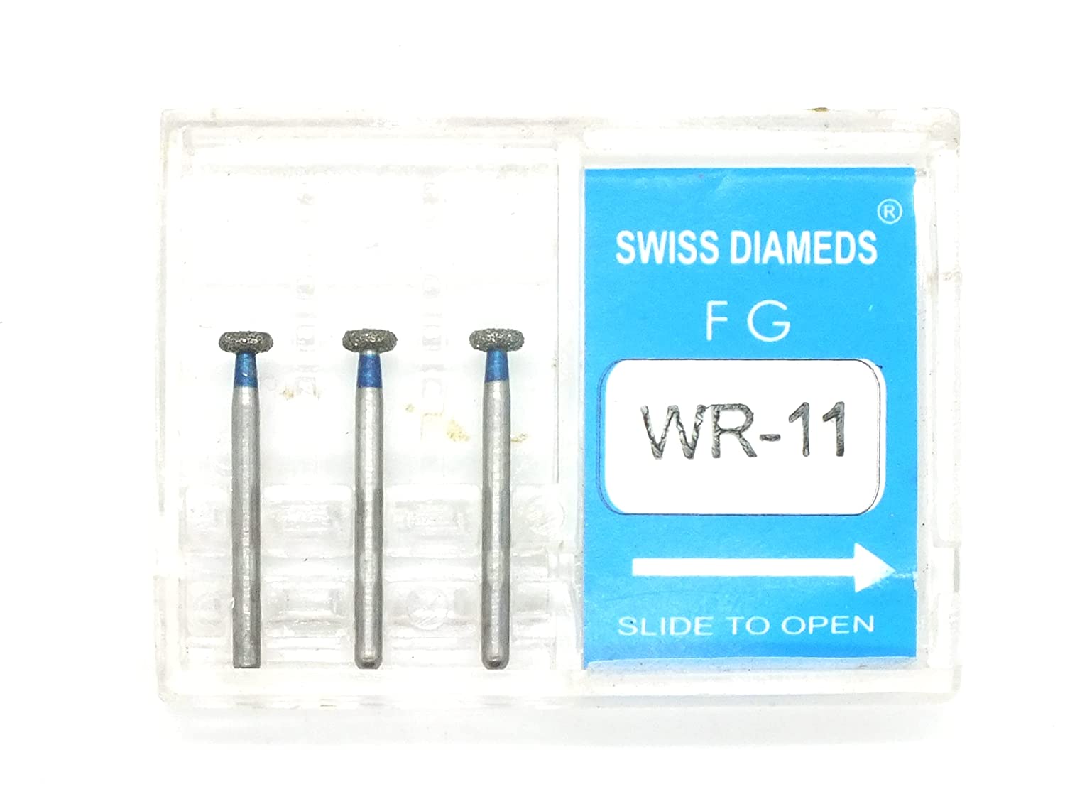 ADDLER DENTAL DIAMOND BUR WR-11 FG AIR ROTOR SWISS DIA PREMIUM BURS. EXCELLENT DIAMOND GRAINS FOR HIGH SPEED ROTOR. PACK OF 3 BURS
