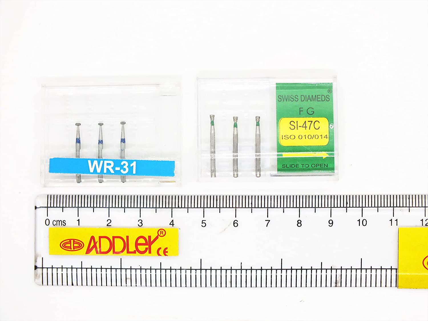SWISS DIA DENTAL FG DIAMOND COATED BURS WR-31& SI-47C HIGH SPEED 2 PACK OF 6 BURS TOTAL.