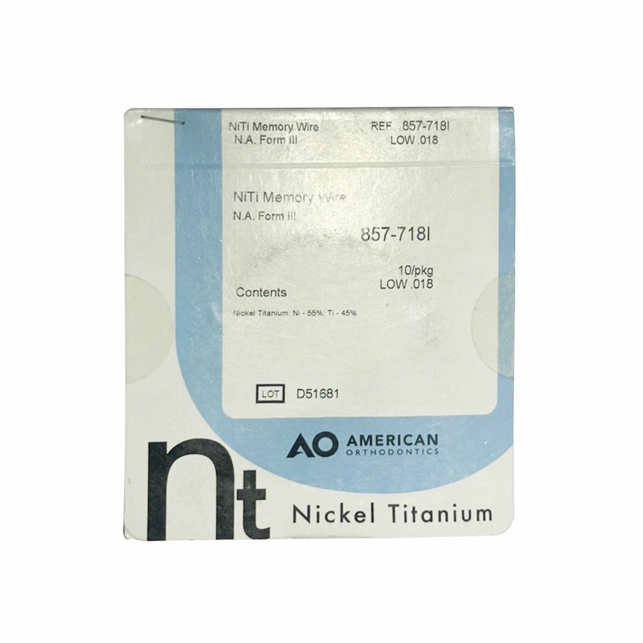 AO American Orthodontics Nickle Titanium Low .020 10/pkg