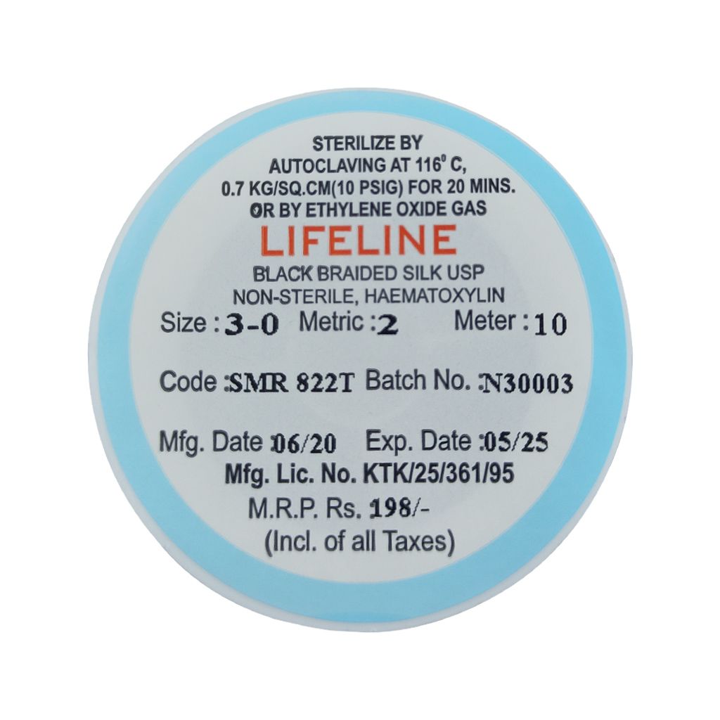Black Braided Silk Suture Thread - Lifeline