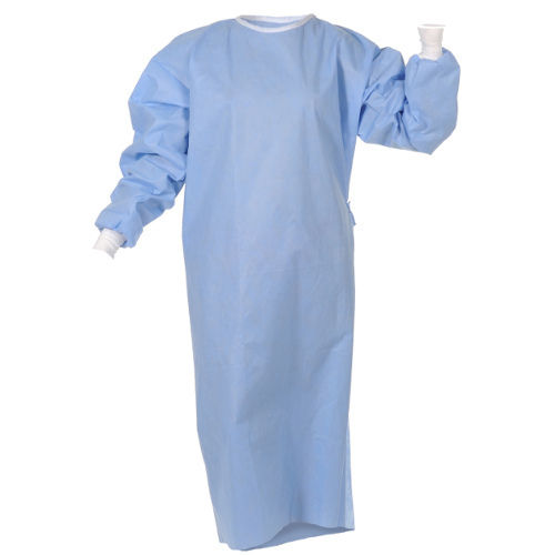 AAMI Level 3 Blue Premium SMS Isolation Gown with Knit Cuffs