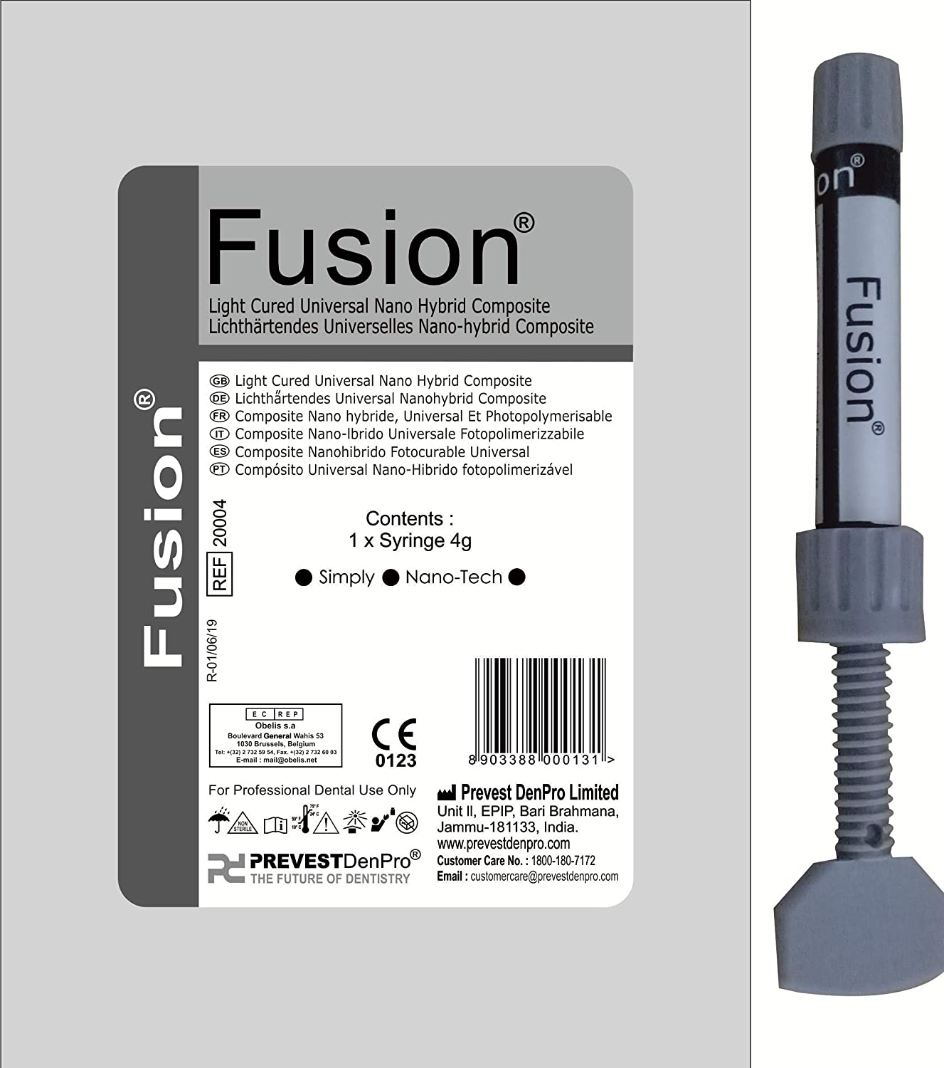 Prevest Denpro Fusion Composite 4g Syringe Light Cured Universal Nano Hybrid Composite