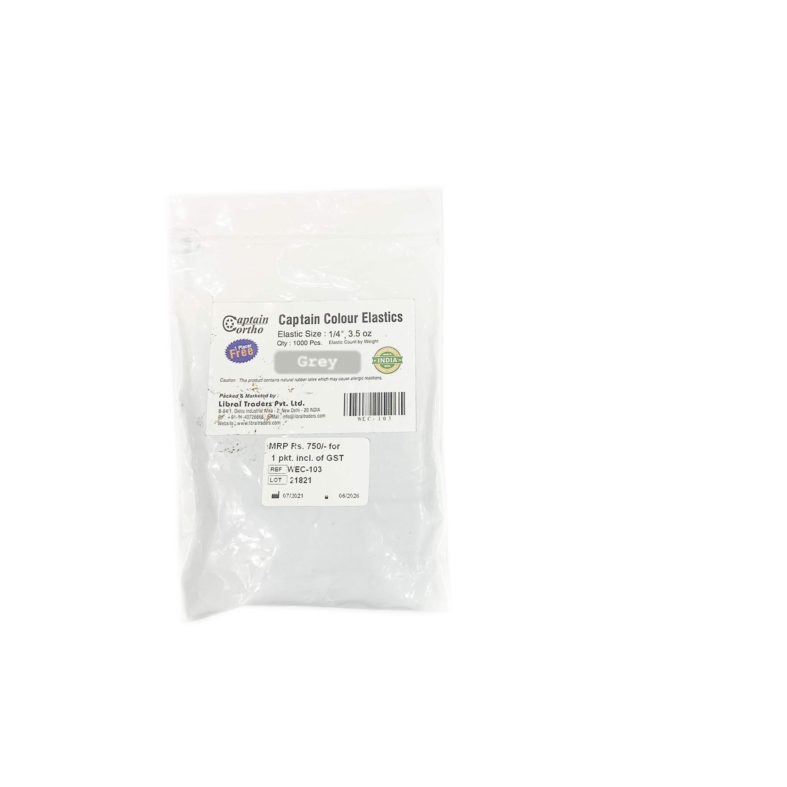 Wonder Colour Elastics Gray Size 3/16",4.5 oz 1000 Pcs