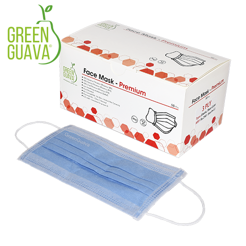 Green Guava Face Mask Premium - O3 Ply Tie On