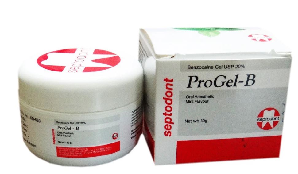 Septodont Progel B (30gm Jar) Dental Anesthetic Gel -Mint Flavour