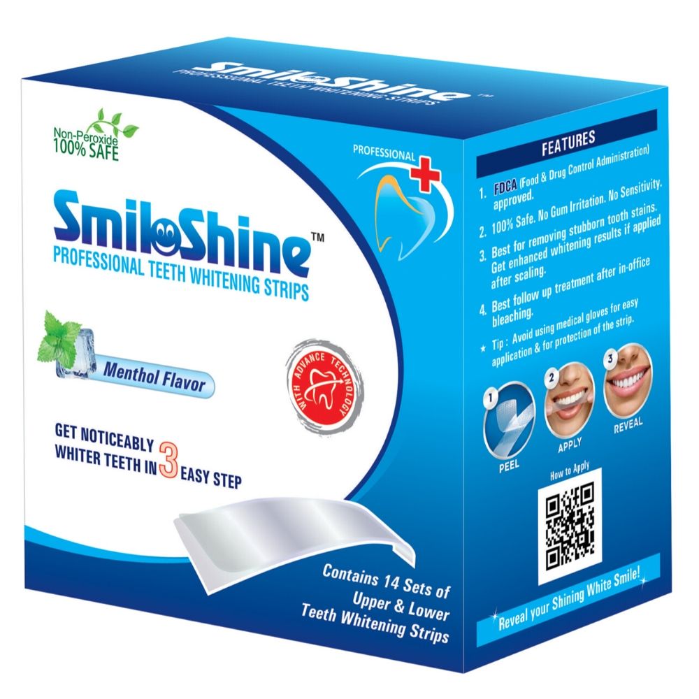 SmiloShine Professional Teeth Whitening Strips + One Trail Pack Free (3 Strips)